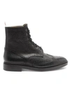 Thom Browne Black Pebble Leather Wingtip Boots In Black
