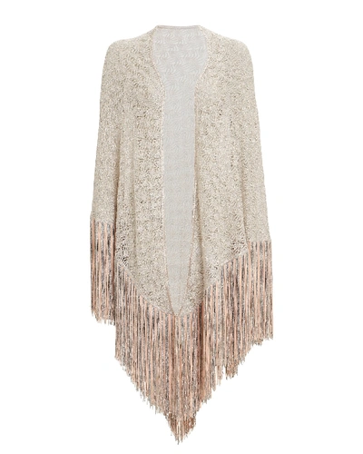 Missoni Metallic Triangle Fringe Shawl In Beige