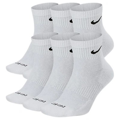 Nike Everyday Plus Cushioned 6-pack Quarter Training Socks In White/black