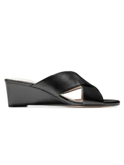 Cole Haan Adley Grand Leather Wedge Sandals In Black
