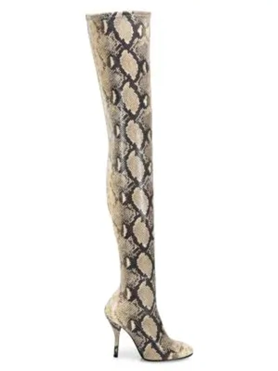 Stuart Weitzman Women's Shiloh Over-the-knee Snakeskin-embossed Boots In Gold
