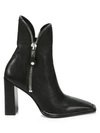 ALEXANDER WANG Lane Square-Toe Zip Leather Ankle Boots