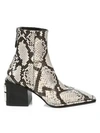 ALEXANDER WANG WOMEN'S PARKER SQUARE-TOE SNAKESKIN-EMBOSSED LEATHER ANKLE BOOTS,0400010793127