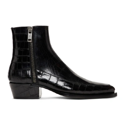 Givenchy Dallas Croc-effect Leather Boots In Black