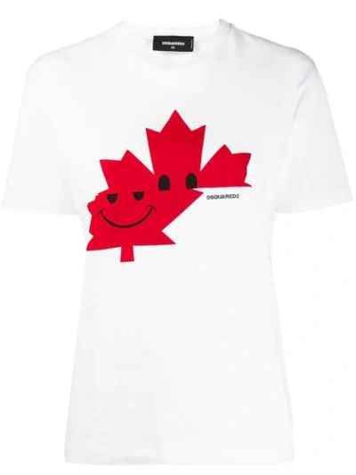 Dsquared2 White Canadian Cotton T-shirt In White,red