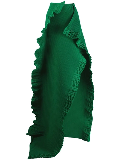 Area Draped Pleated Dress - Green