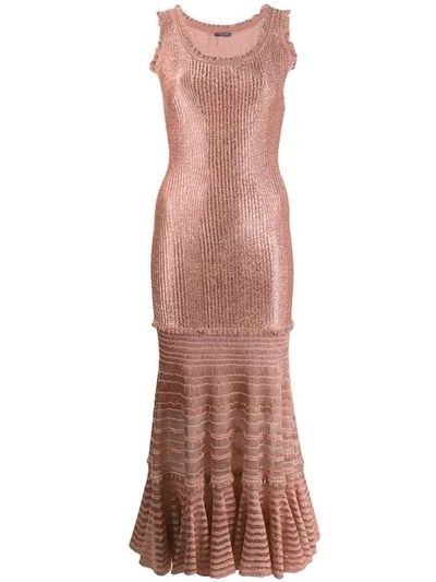 Alexander Mcqueen Laddered Knit Midi Dress - 粉色 In Pink
