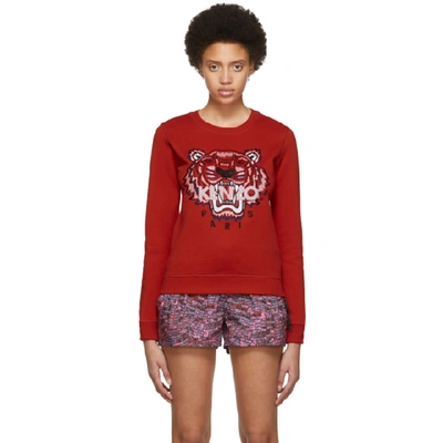 Kenzo Tiger Embroidered Sweatshirt In Medium Red