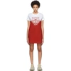 KENZO KENZO WHITE AND RED LIMITED EDITION COLORBLOCK TIGER DRESS