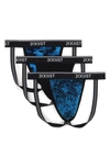 2(x)ist 3-pack Stretch Cotton Jock Straps In Blue Camo/black/dot Camo