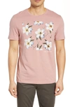 Ted Baker Trim Fit Floral Graphic T-shirt In Pink