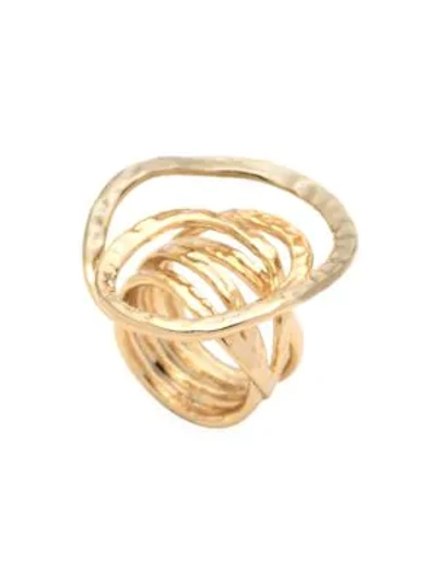 Alexis Bittar 10k Yellow Gold Hammered Coil Link Ring