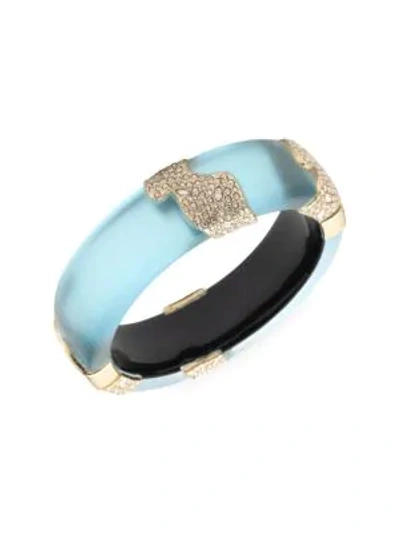 Alexis Bittar Crystal Encrusted Sectioned Hinge Bracelet In Blue