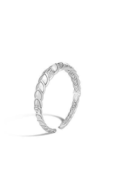 John Hardy Sterling Silver Legends Naga Pave Diamond Small Flex Cuff In White Diamond