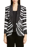 ST JOHN SEQUIN ZEBRA JACQUARD KNIT JACKET,K65W051