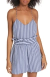 Tibi Stripe Twill Racerback Camisole In Dusty Blue Multi