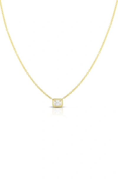 Roberto Coin 18k Emerald-cut Diamond Solitaire Necklace In Yellow Gold