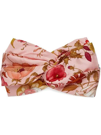 Gucci Floral Print Padded Silk Headband In Flora Print