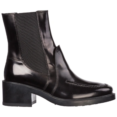 Tod's Women's Leather Heel Ankle Boots Booties In Black