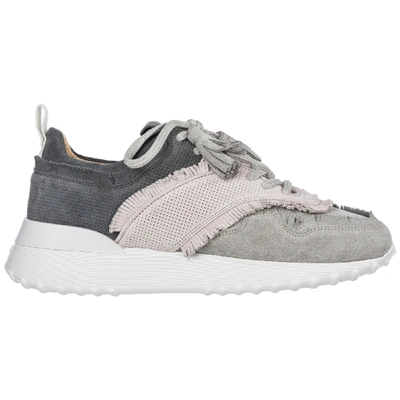 Tod's Women's Shoes Suede Trainers Sneakers In Grey