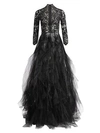 OSCAR DE LA RENTA Deep V-Neck Lace & Tulle Gown