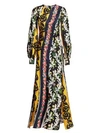 OSCAR DE LA RENTA FLORAL SILK PUFF-SLEEVE DRESS