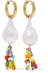 ELIOU LUCCA GOLD-PLATED, PEARL AND BEAD EARRINGS