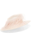 PHILIP TREACY FEATHER-TRIMMED SINAMAY STRAW HAT