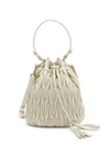 Miu Miu Matelassé Leather Bucket Bag In White