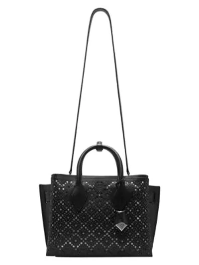 Mcm Mini Neo Milla Perforated Leather Satchel In Black