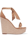 ALEXANDRE BIRMAN CLARITA BOW-EMBELLISHED SUEDE WEDGE SANDALS