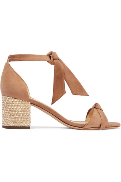 Alexandre Birman Clarita Bow-embellished Suede And Bouclé Sandals In Beige