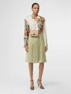 BURBERRY Monogram Print Silk Pleated Skirt