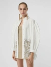 BURBERRY Macramé Lace Panel Cotton Oxford Oversized Shirt