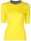 Proenza Schouler Short-sleeve Knit Lightweight Crewneck Top In Yellow Combo