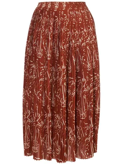 Nina Ricci Printed Pleated Skirt - 棕色 In Brown
