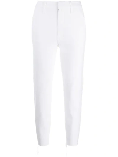 Mother Frayed Cuff Trousers In White