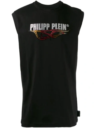 Philipp Plein Flame Tank Top In Black