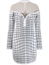 BALMAIN CHECKED KNIT MINI DRESS