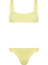 Reina Olga Ginny Textured Bikini Set In Yellow