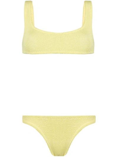 Reina Olga Ginny Textured Bikini Set In Pastel Yellow