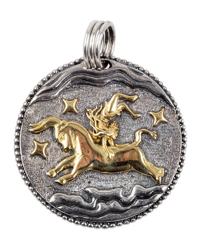 Konstantino Taurus Carved Zodiac Pendant In Taurus/ Silver/ Gold