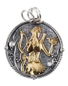 Konstantino Sagittarius Carved Zodiac Pendant With Diamond In Sagittarius/ Silver/ Gold