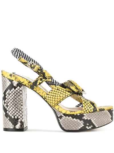 N°21 Snakeskin Print Sandals In Yellow