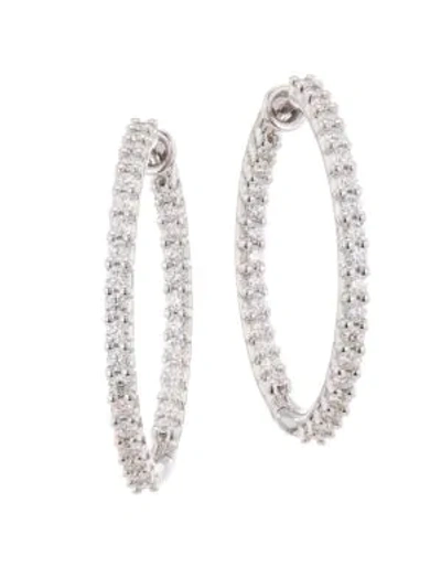 Hearts On Fire Hof Classics 18k White Gold, Round Diamond Inside-out Hoop Earrings