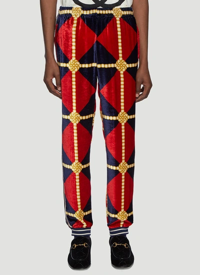 Gucci Rope Velour Track Pants In Red