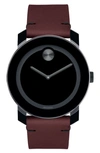 MOVADO BOLD LEATHER STRAP WATCH, 42MM,3600602