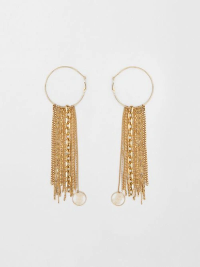 Burberry Chain Detail Gold-plated Hoop Earrings In Light Gold