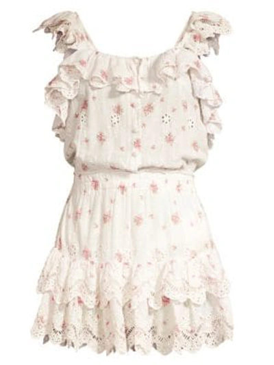 Loveshackfancy Marina Ruffle Cotton Dress In French Cream Combo