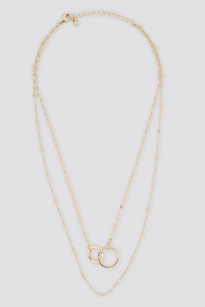 Na-kd Connected Ring Layered Necklace - Gold